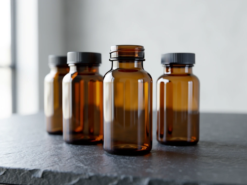 Natural supplements bottles